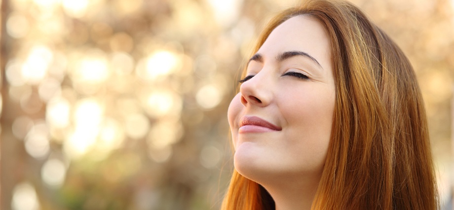 woman with eyes closed